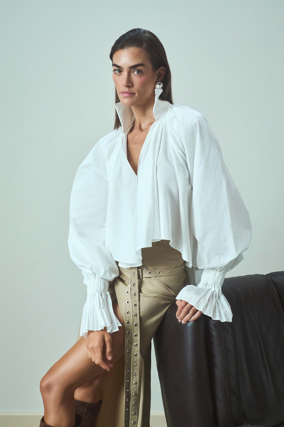 Balloon Sleeve White Shirt