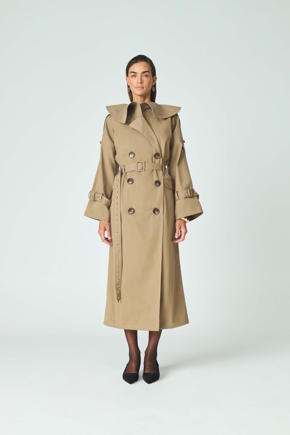 Oversized Statement Collar Trench Coat