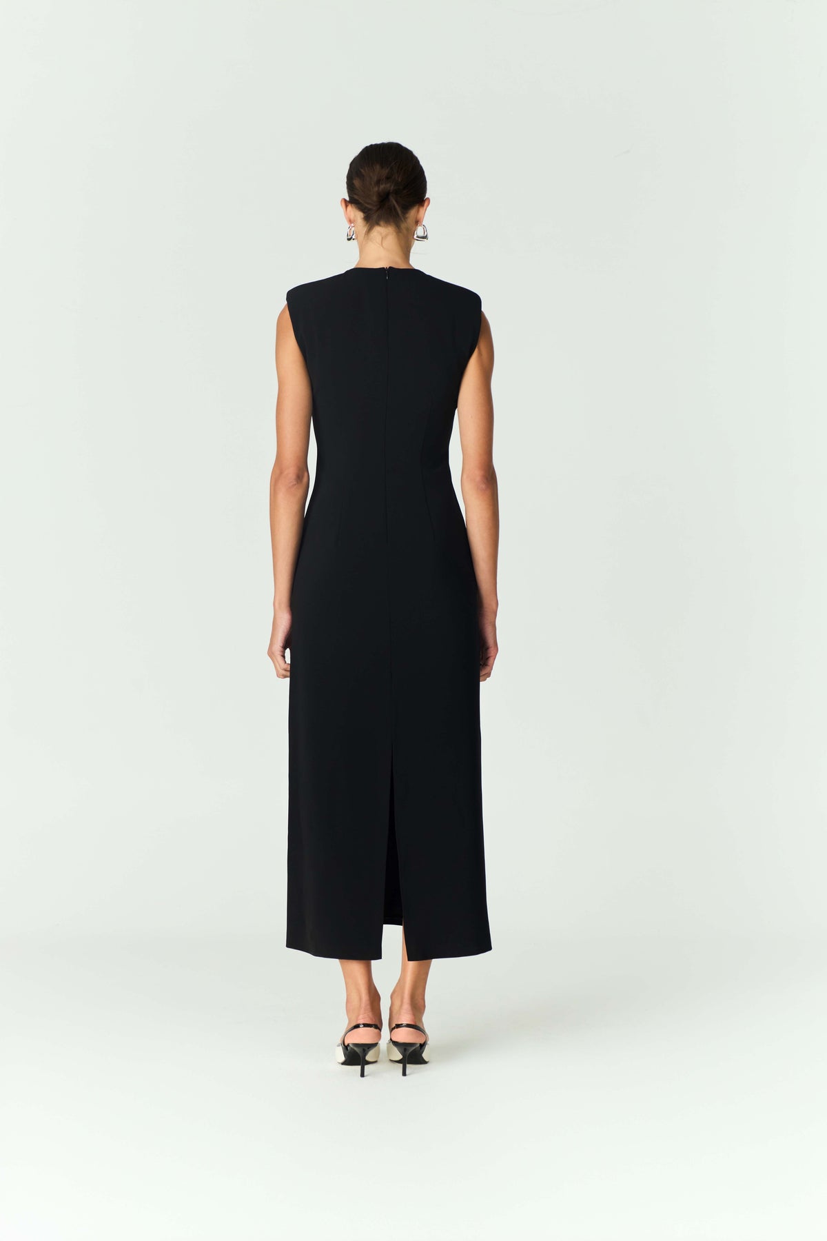 Round Lace-Detail Midi Dress
