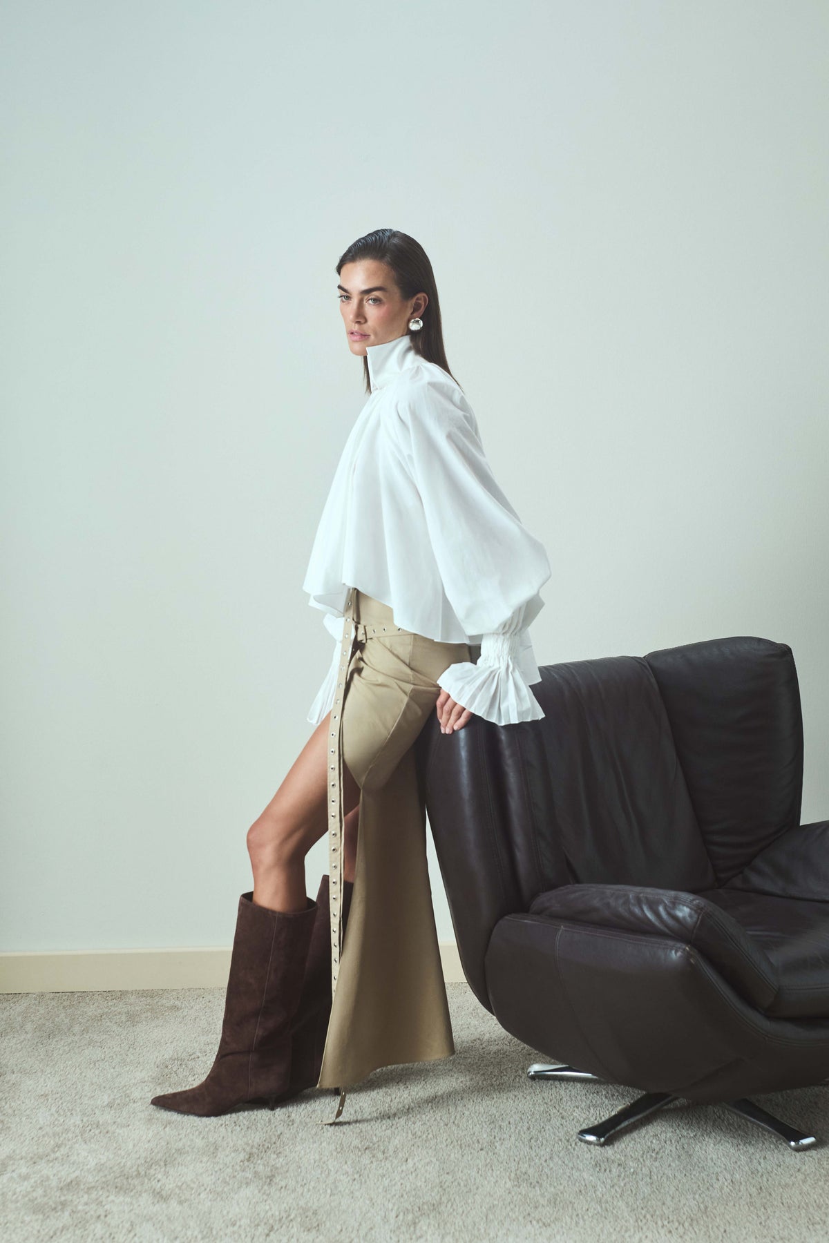 Balloon Sleeve White Shirt
